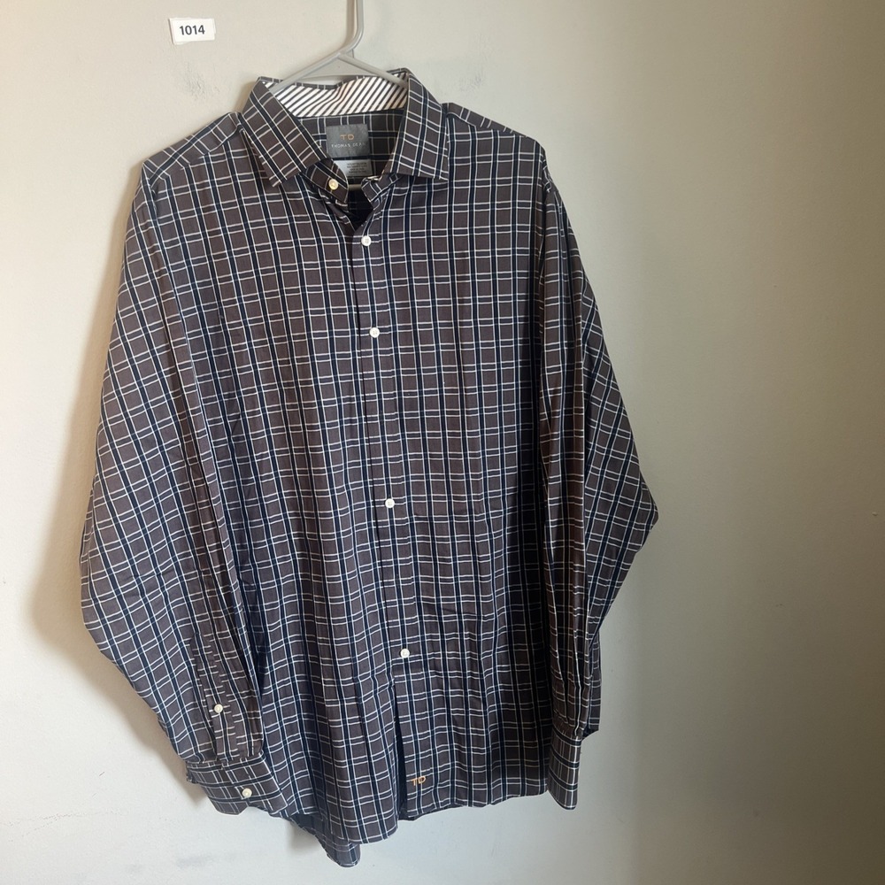 Thomas Dean Long Sleeve Shirt Plaid Xl Mens